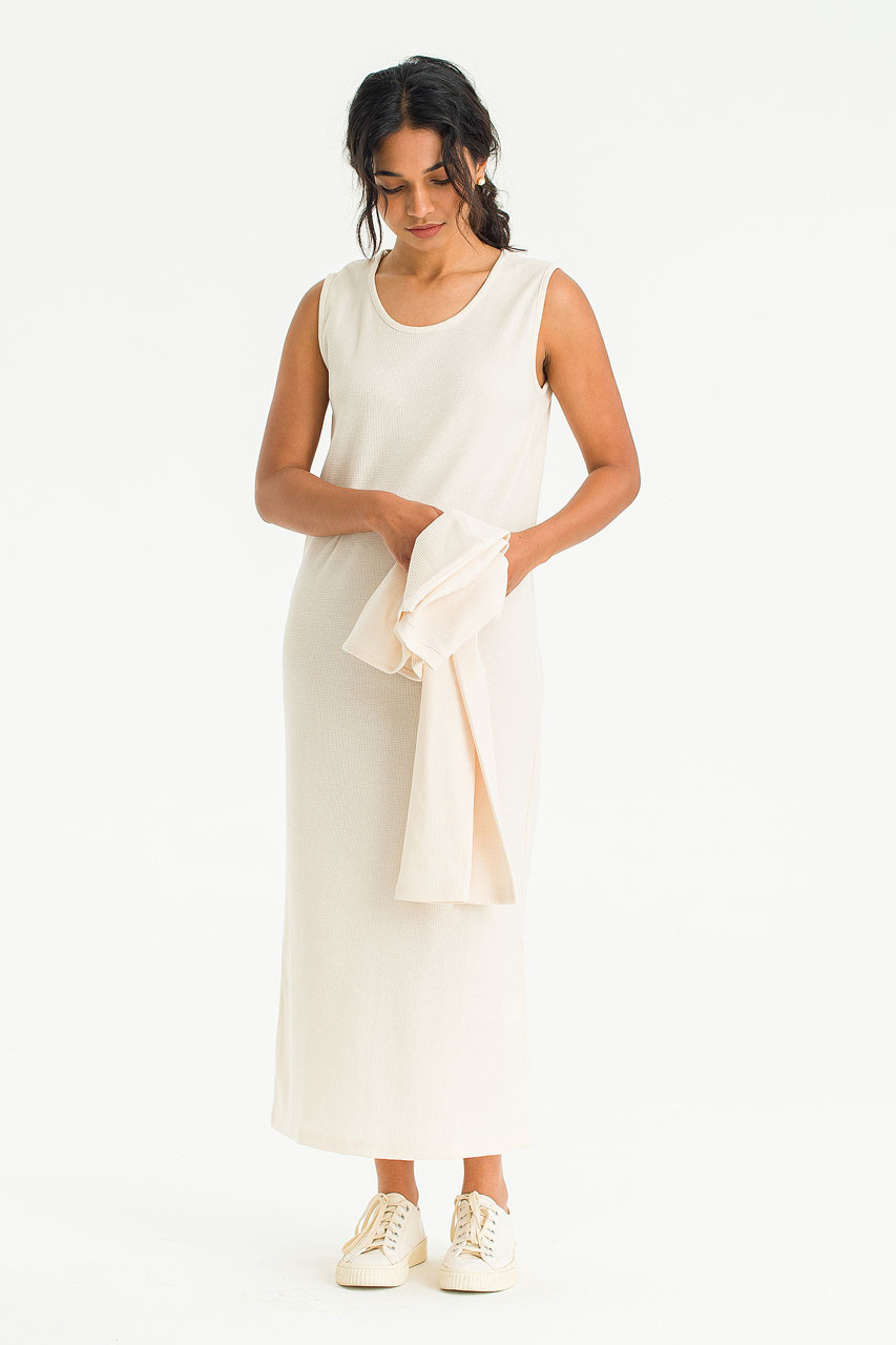 Sleeveless Dress & Crop Tee Set, Cream