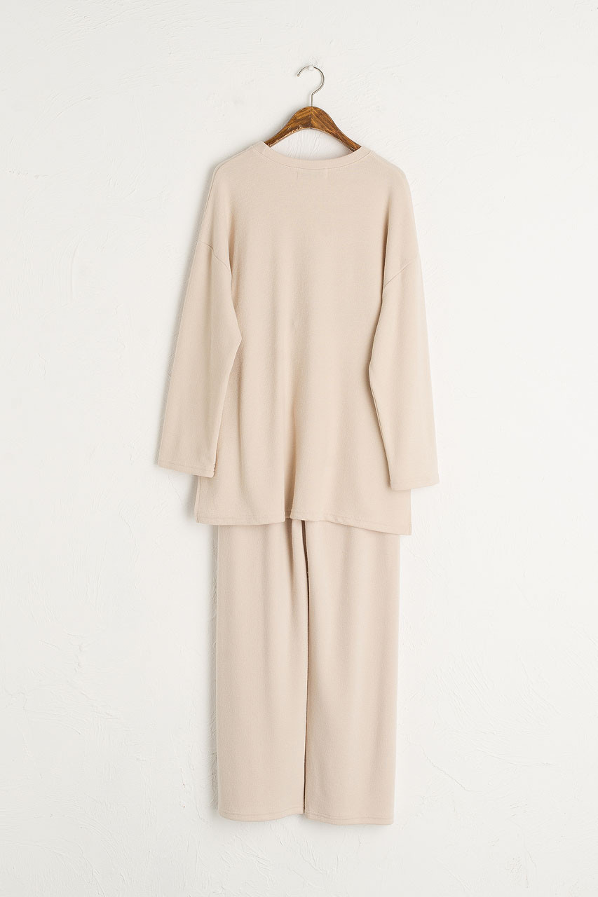 Slouch Tee & Wide Trousers Set, Light Beige