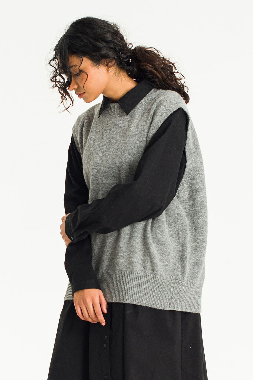 Leah Open Back Knit Vest, Grey