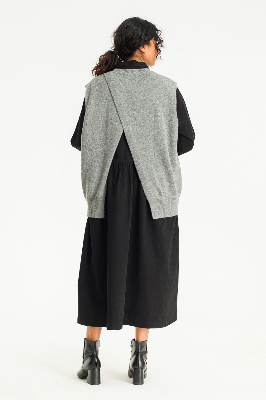 Leah Open Back Knit Vest, Grey