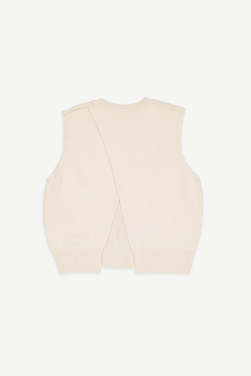 Leah Open Back Knit Vest, Oatmeal