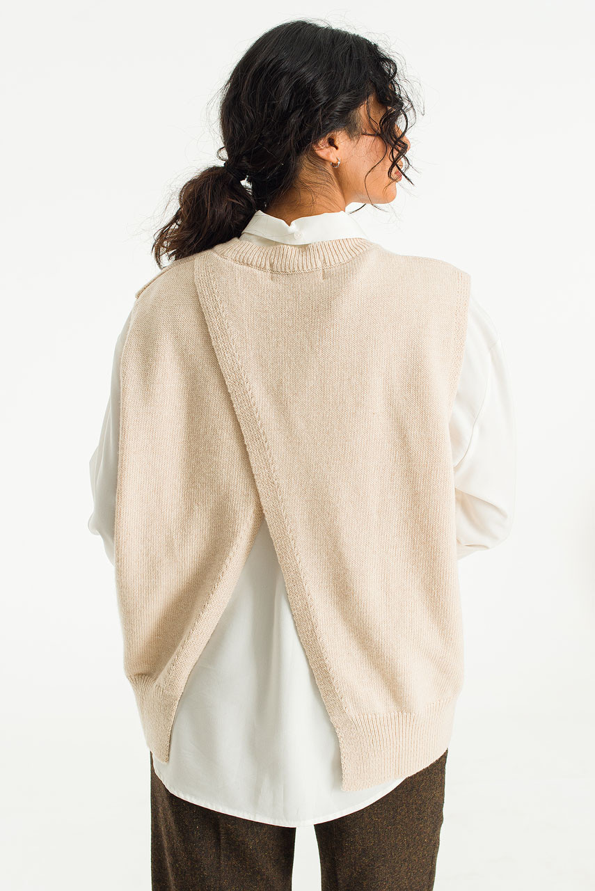 Leah Open Back Knit Vest, Oatmeal