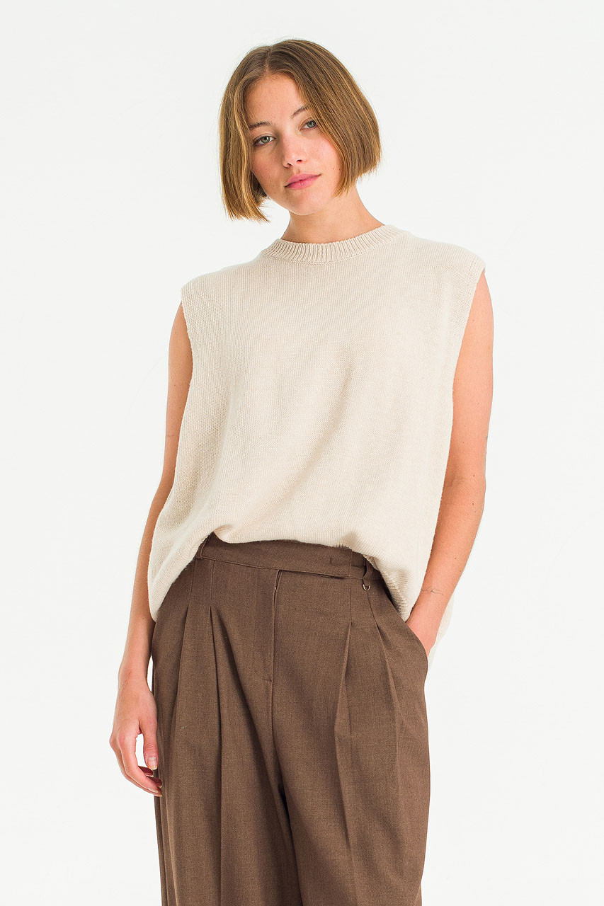 Leah Open Back Knit Vest, Oatmeal