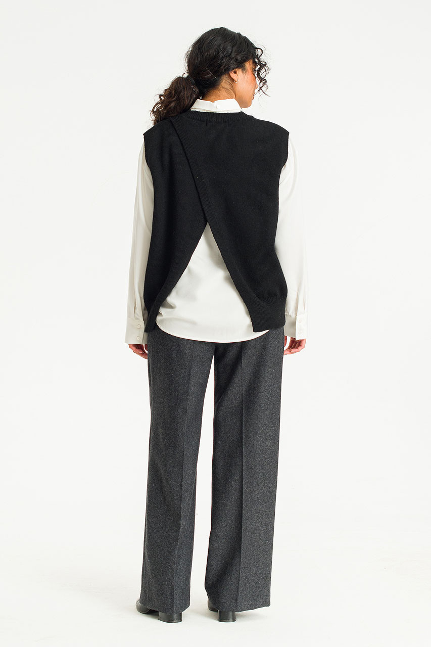 Leah Open Back Knit Vest, Black