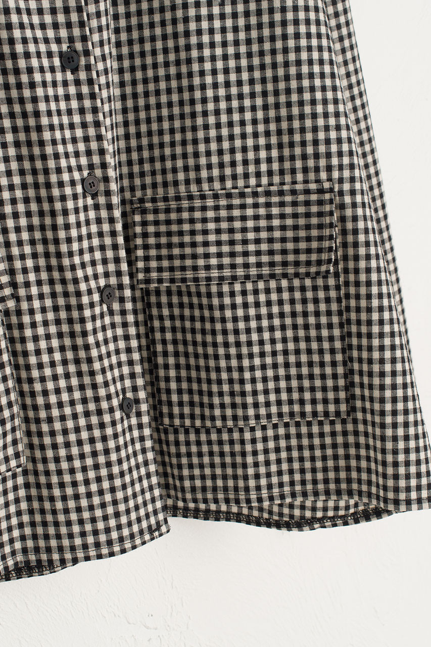 Lightweight Gingham Overshirt, Black