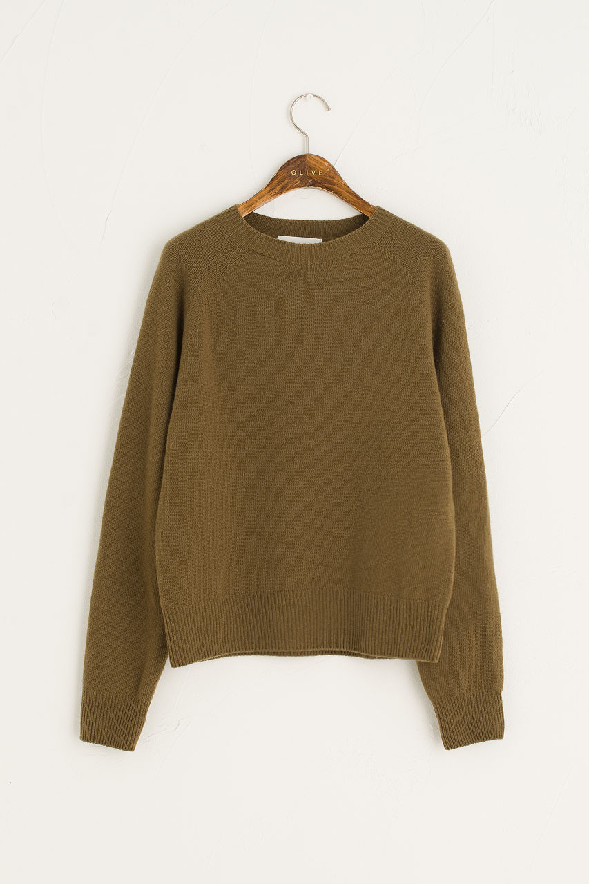 Wool Cashmere Raglan Jumper, Khaki