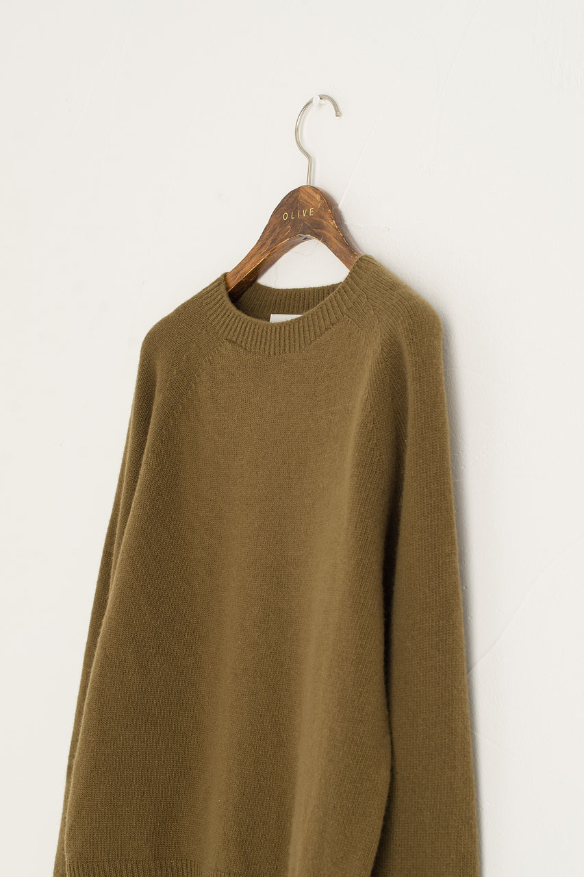 Wool Cashmere Raglan Jumper, Khaki