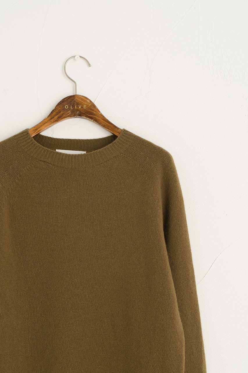 Wool Cashmere Raglan Jumper, Khaki