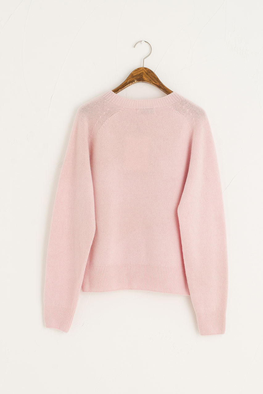 Wool Cashmere Raglan Jumper, Light Pink