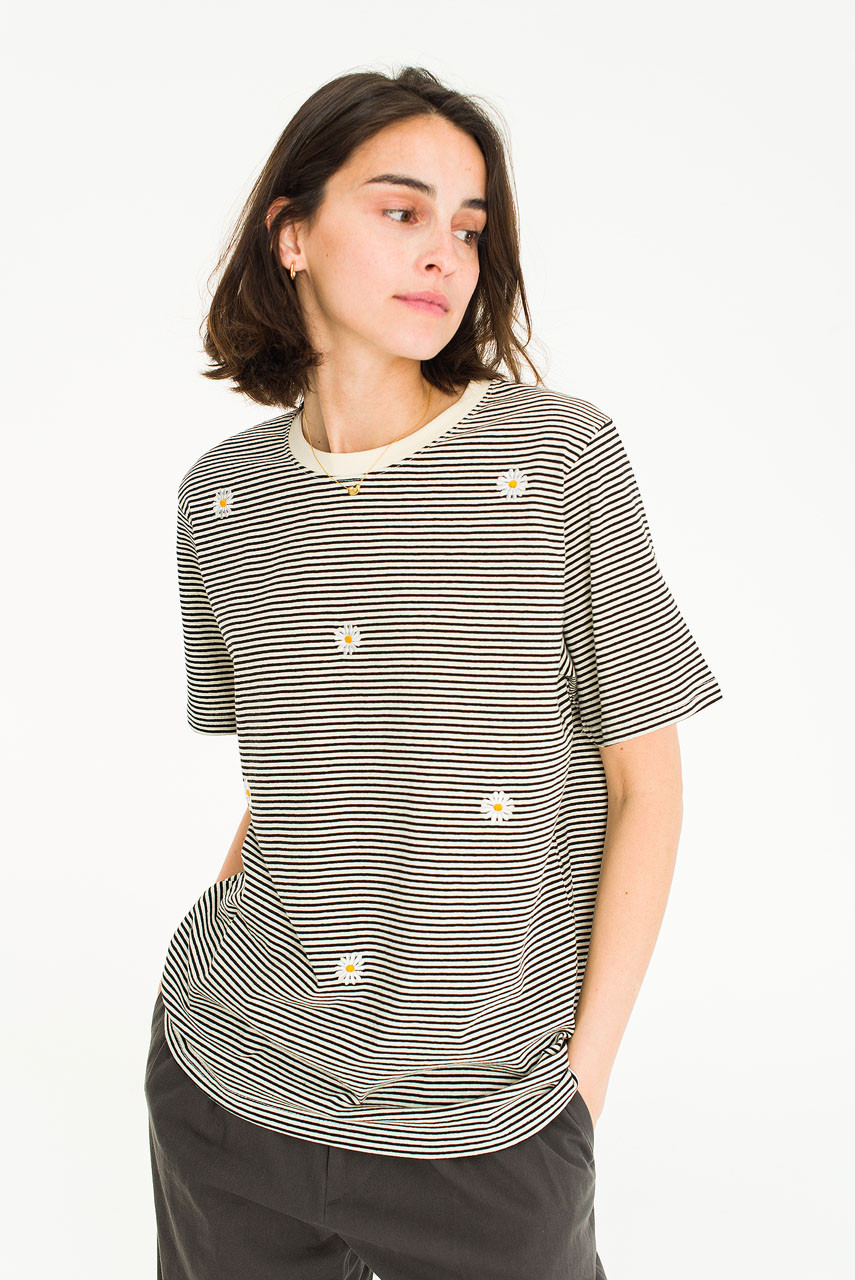 Daisy Embroidered Stripe Tee
