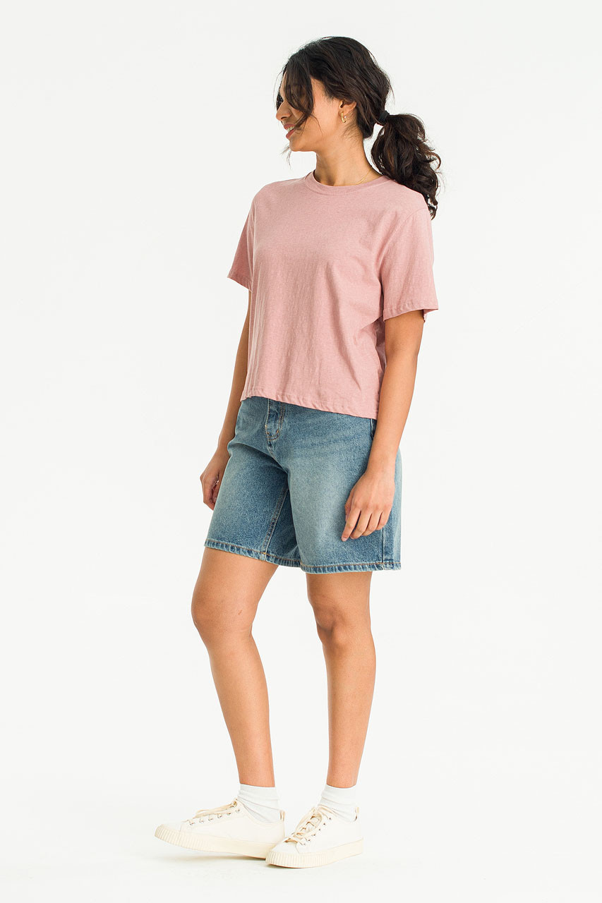 Dana Loose Fit Crop Tee, Washed Pink