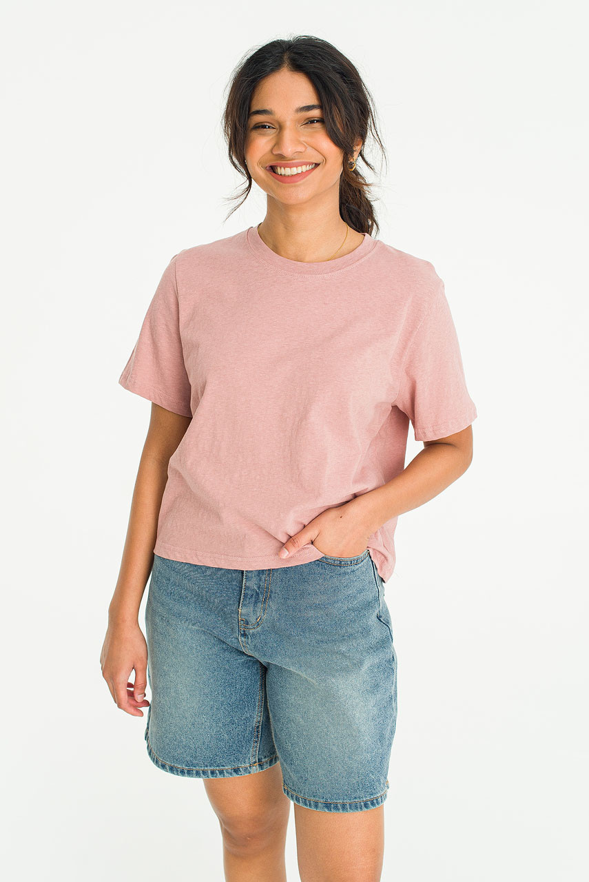 Dana Loose Fit Crop Tee, Washed Pink
