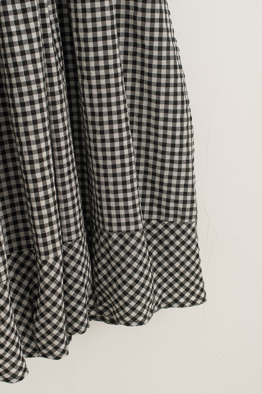 Gingham Pumpkin Slip Dress, Black