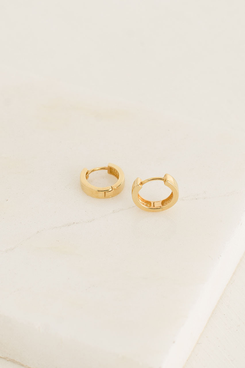 Simple Mini Huggie Hoop Earrings, 18K Gold Plated