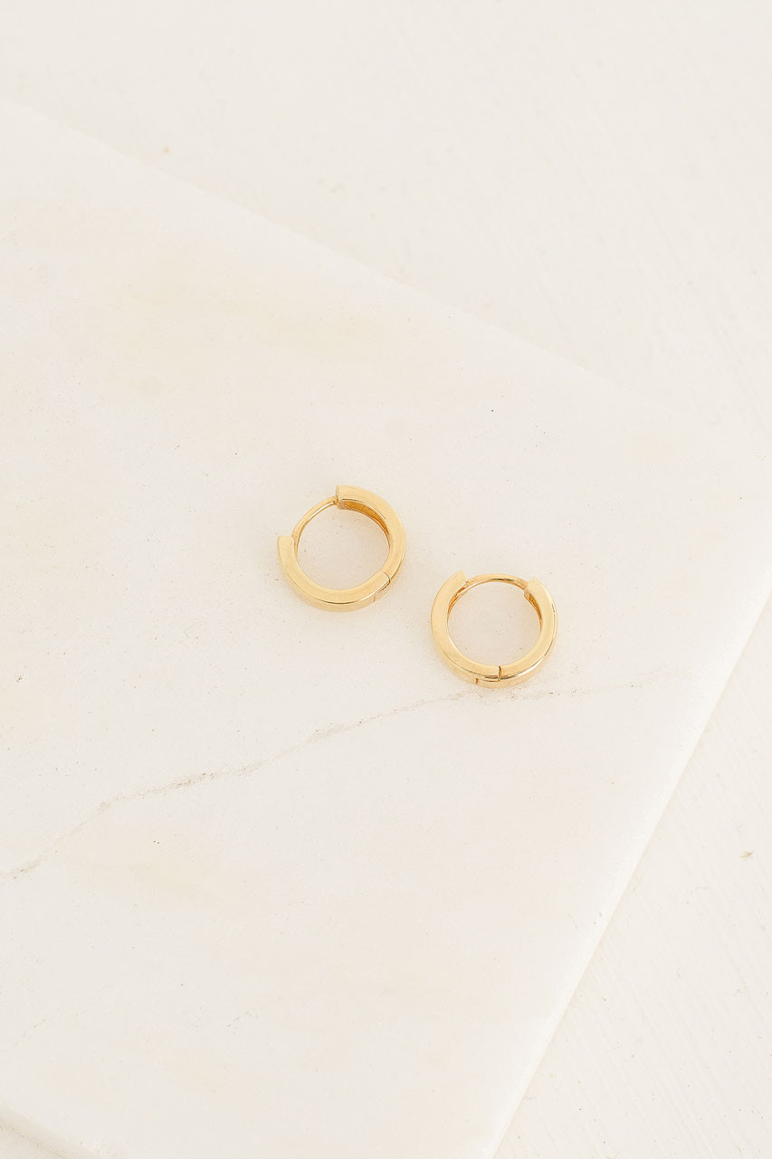 Simple Mini Huggie Hoop Earrings, 18K Gold Plated