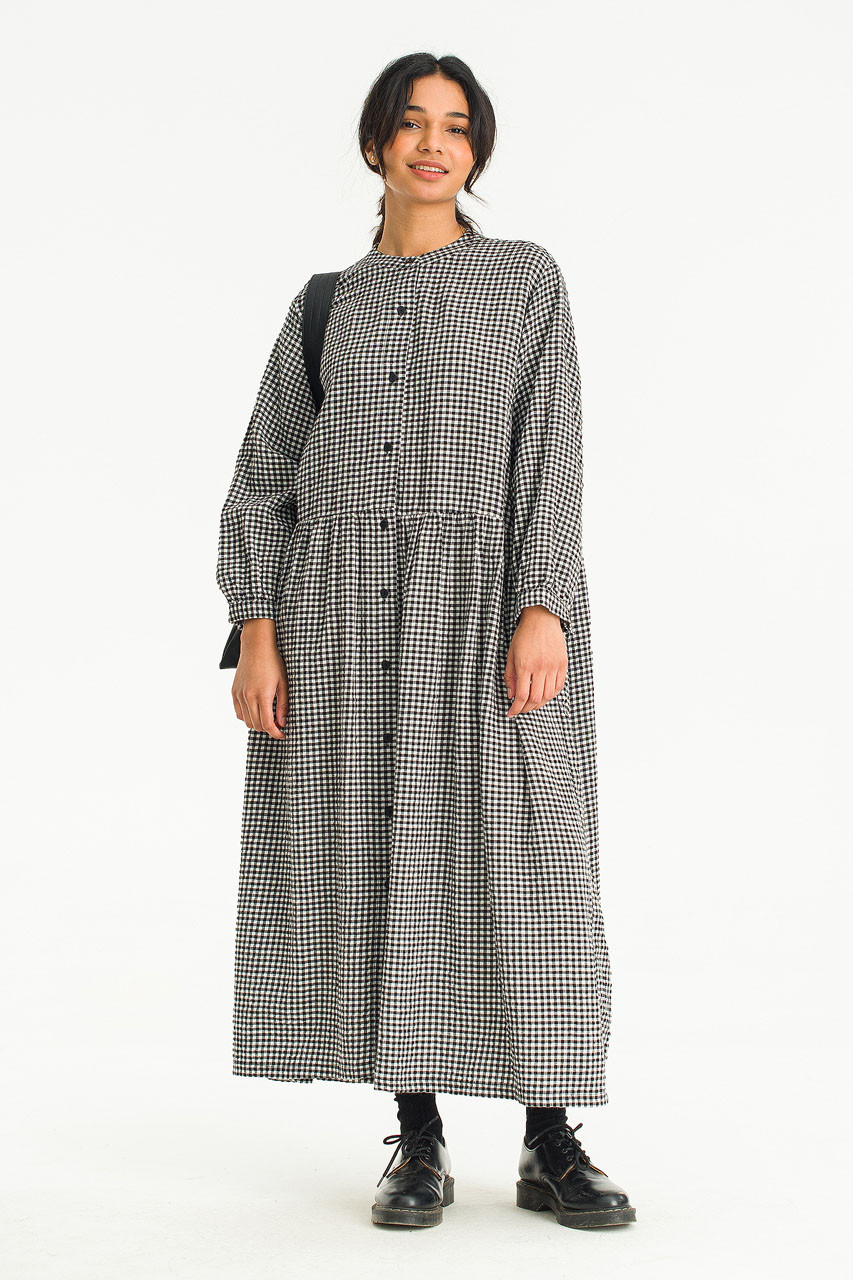 Annie Gingham Dress, Black