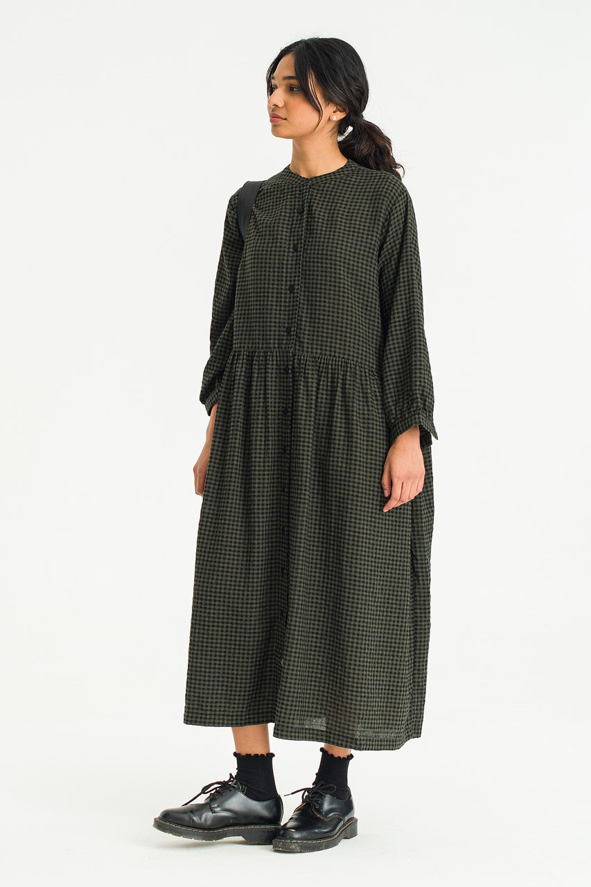 Annie Gingham Dress, Khaki