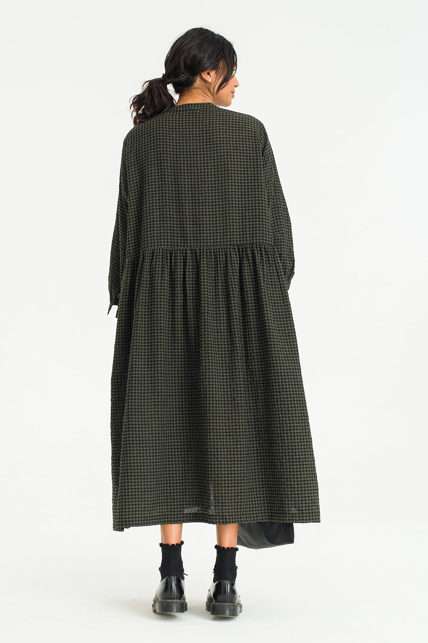 Annie Gingham Dress, Khaki