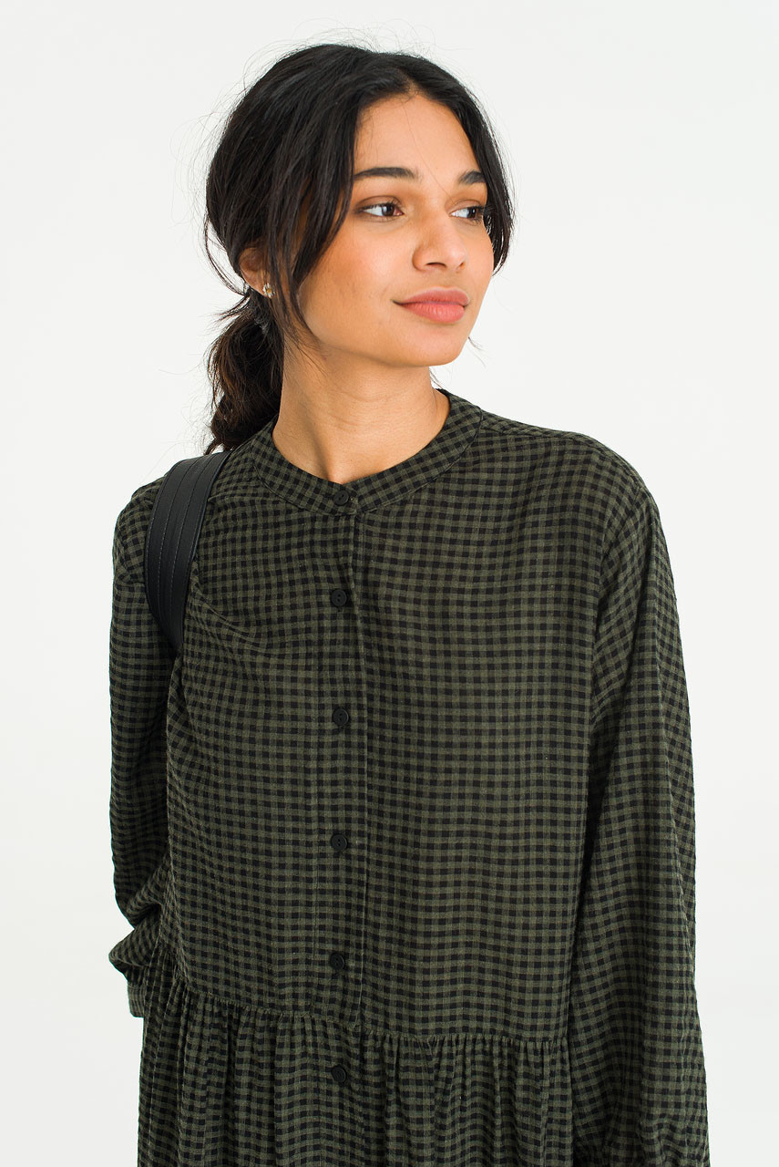 Annie Gingham Dress, Khaki