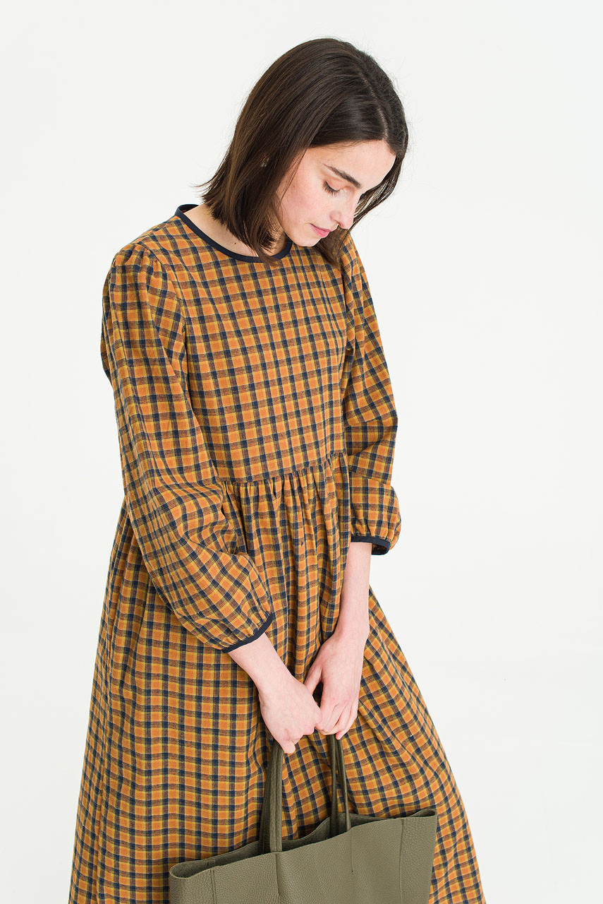 Kaneko Check Dress, Burnt Orange