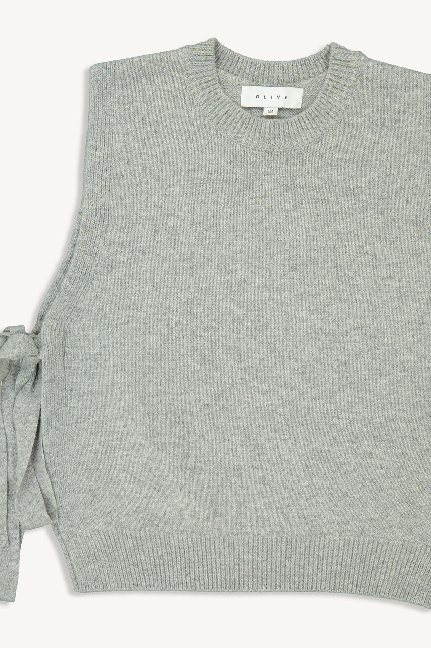 Side Ribbon Vest, Grey