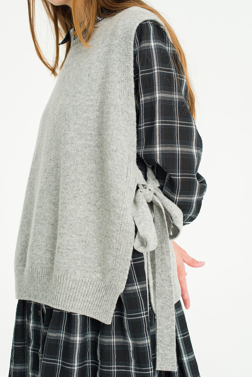 Side Ribbon Vest, Grey