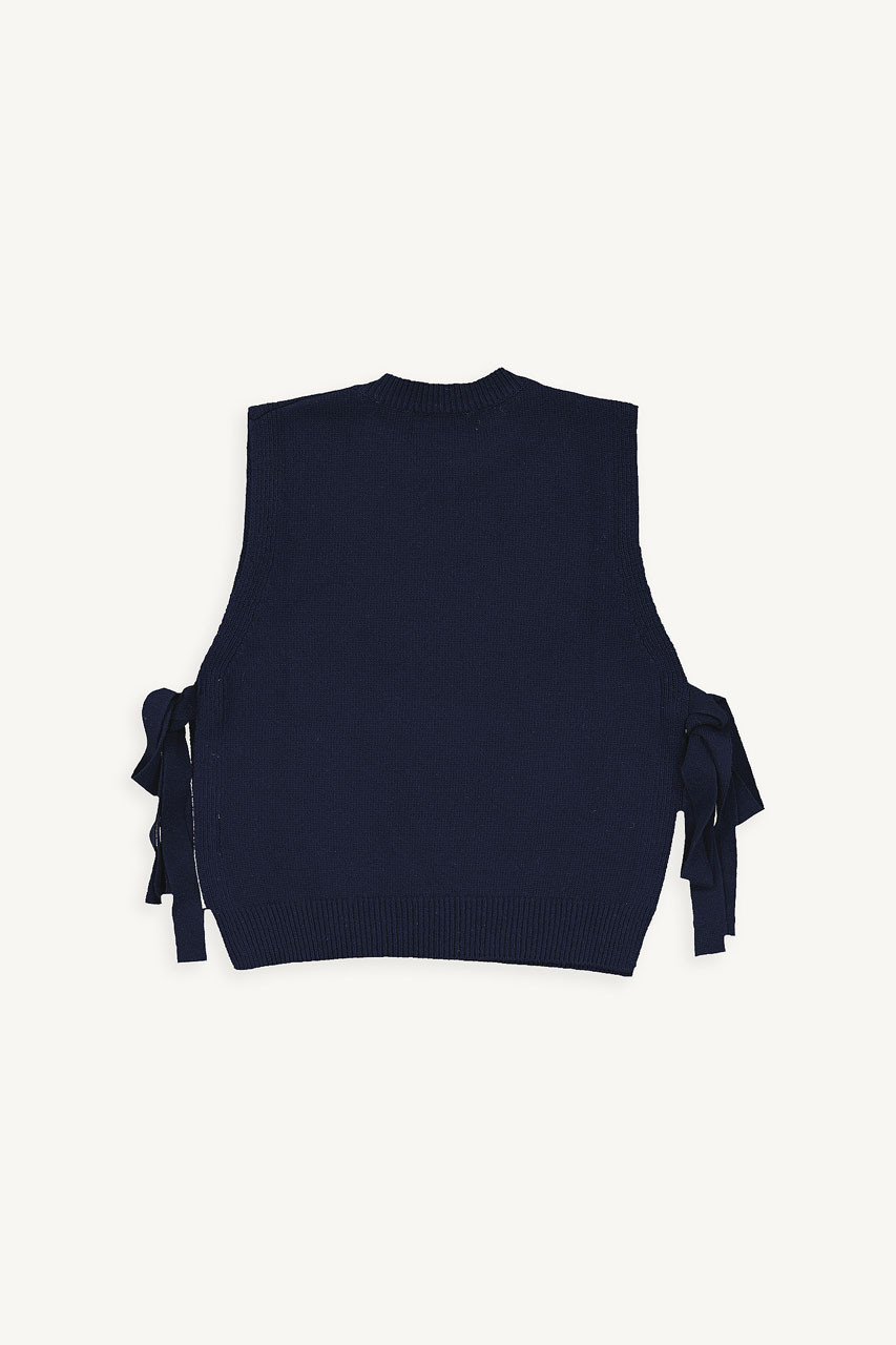 Side Ribbon Vest, Navy