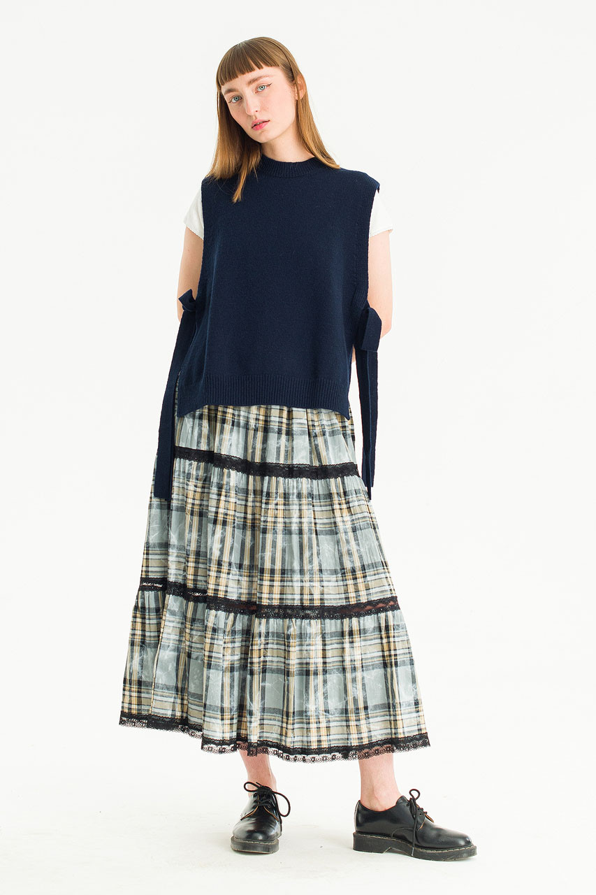 Side Ribbon Vest, Navy