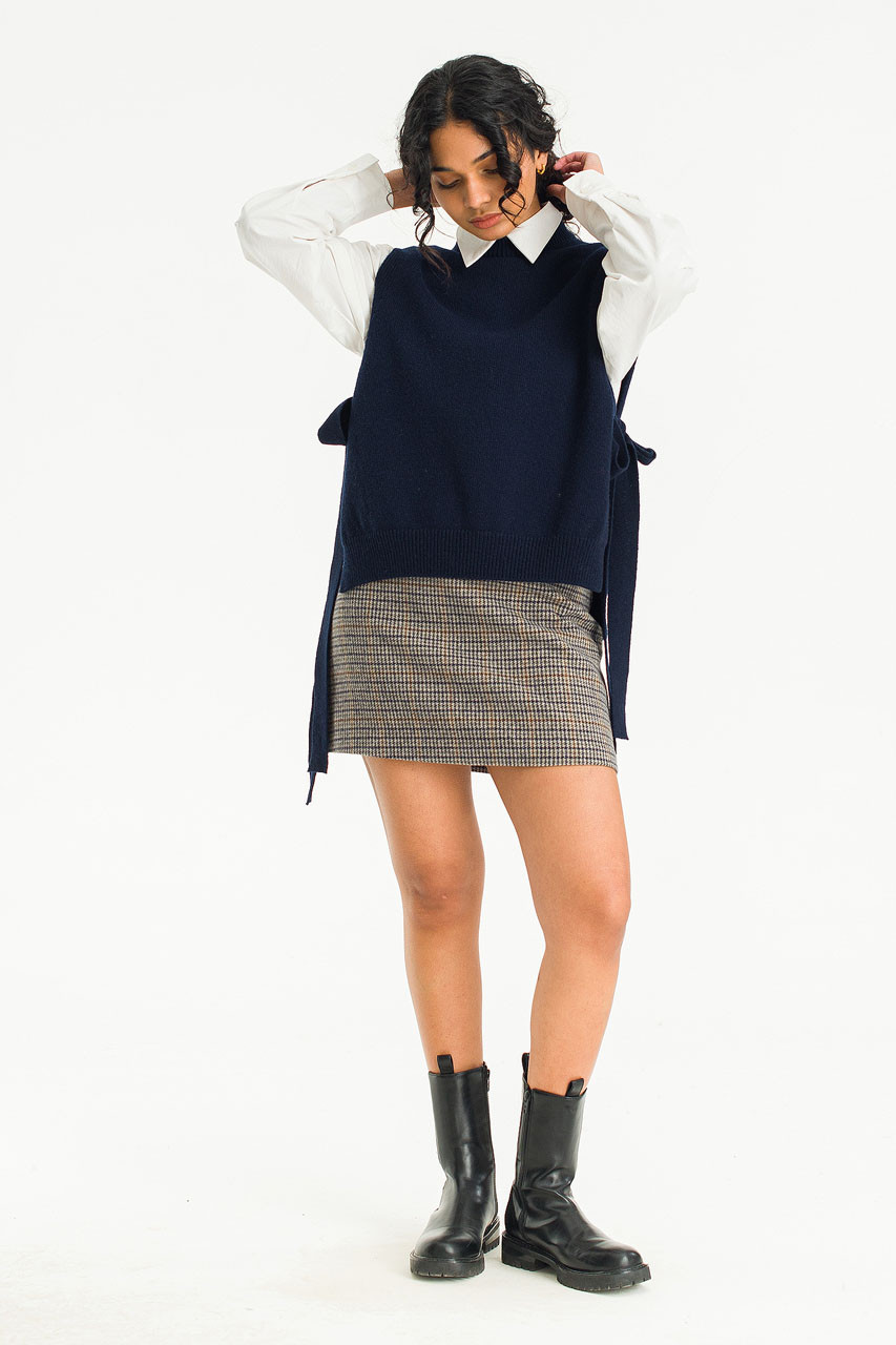 Side Ribbon Vest, Navy