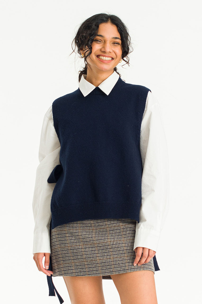 Side Ribbon Vest, Navy