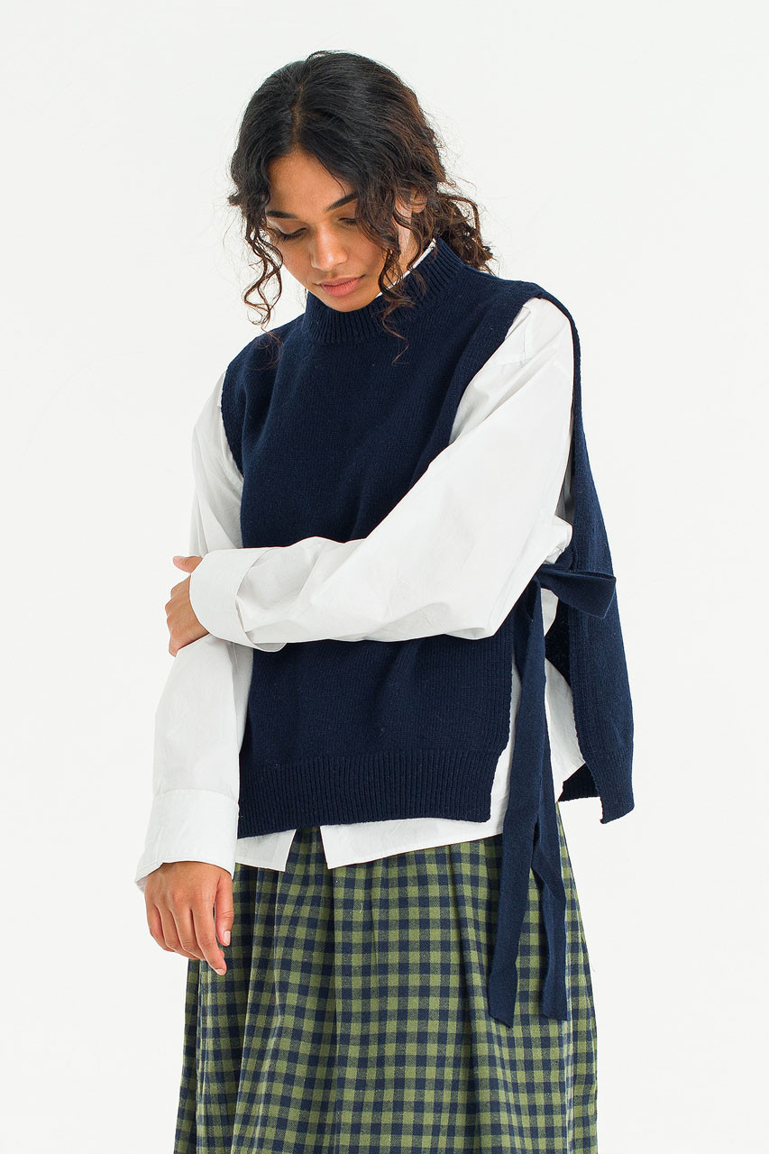 Side Ribbon Vest, Navy