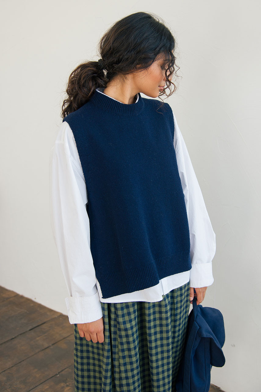 Side Ribbon Vest, Navy