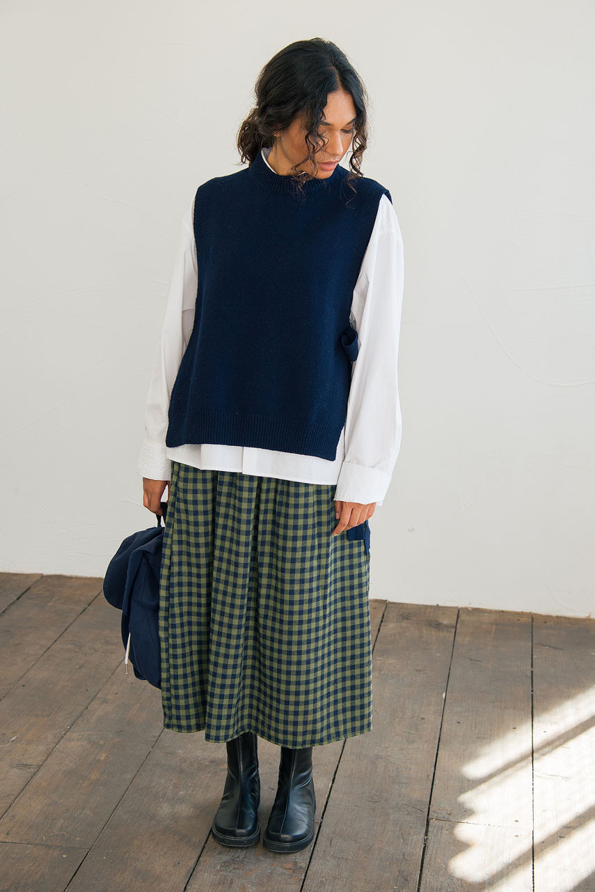 Side Ribbon Vest, Navy
