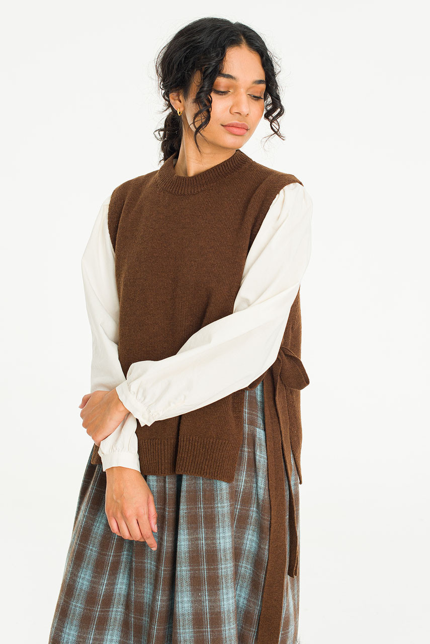 Side Ribbon Vest, Brown
