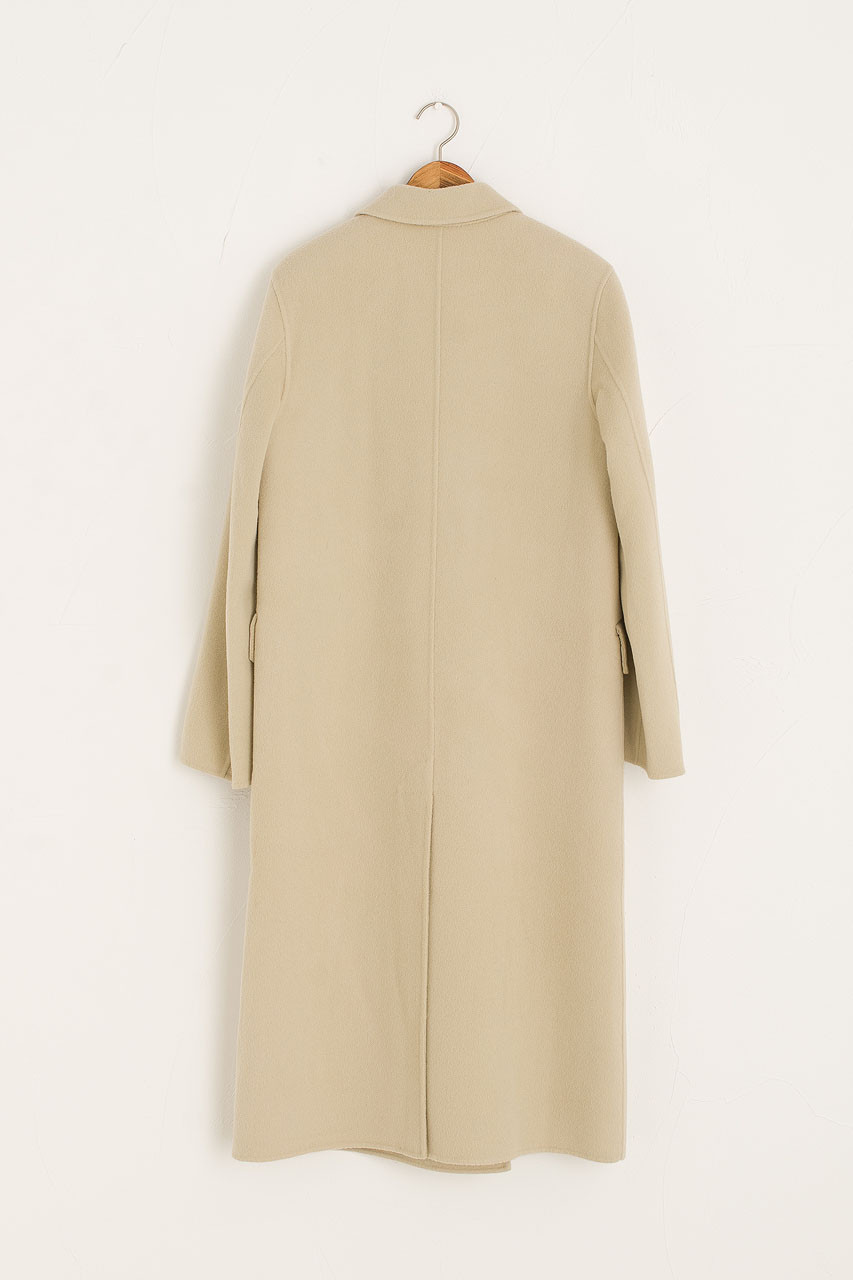 Seamless Double Button Coat, Stone Beige