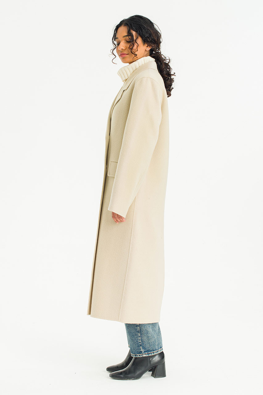 Seamless Double Button Coat, Stone Beige