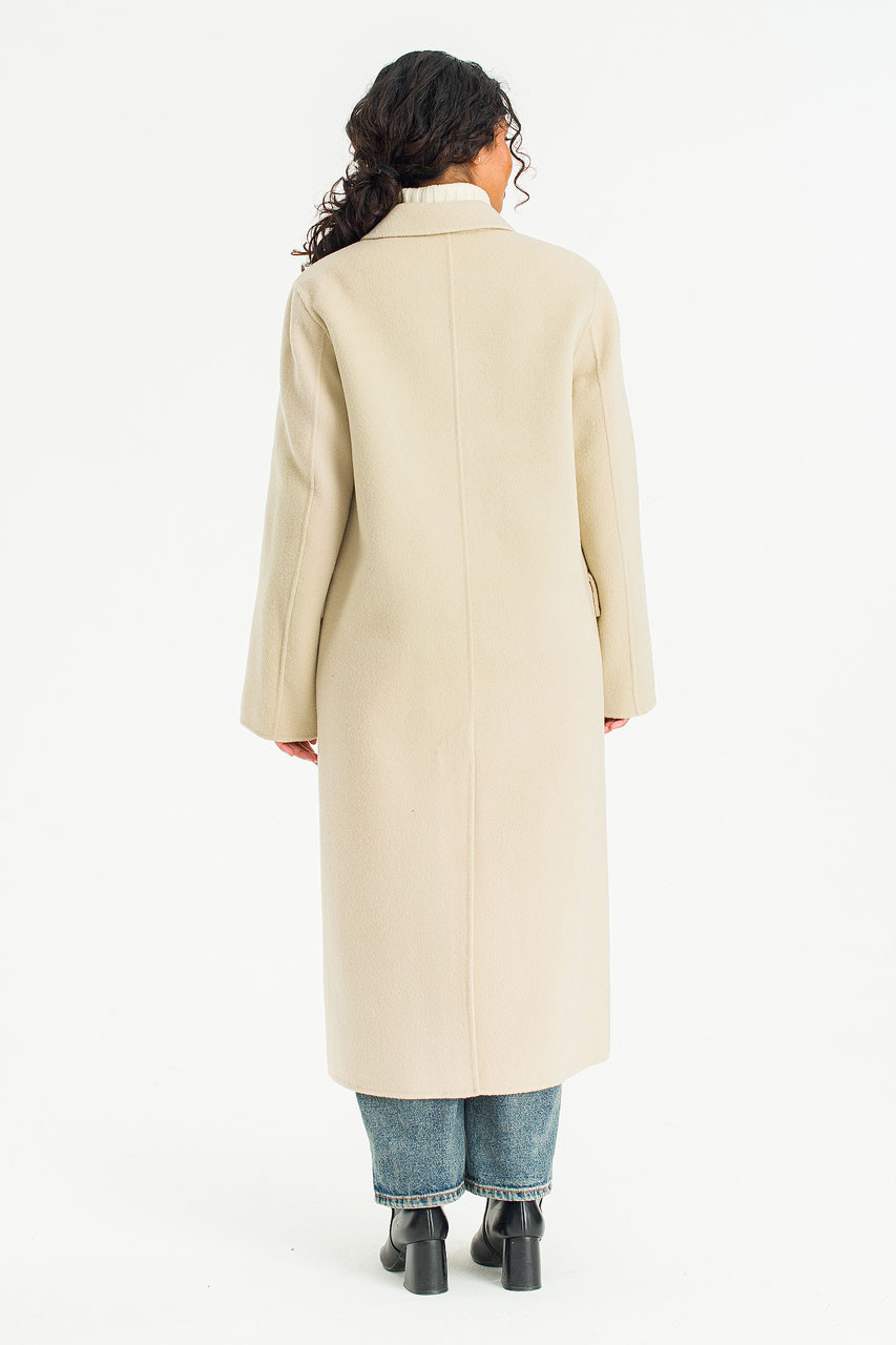 Seamless Double Button Coat, Stone Beige