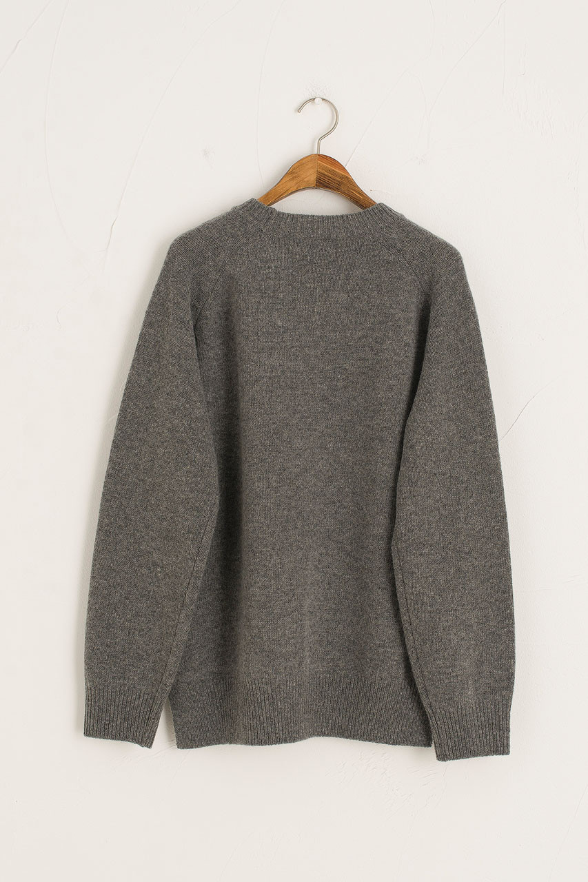Unbalanced Crew Neck Knit, Charcoal