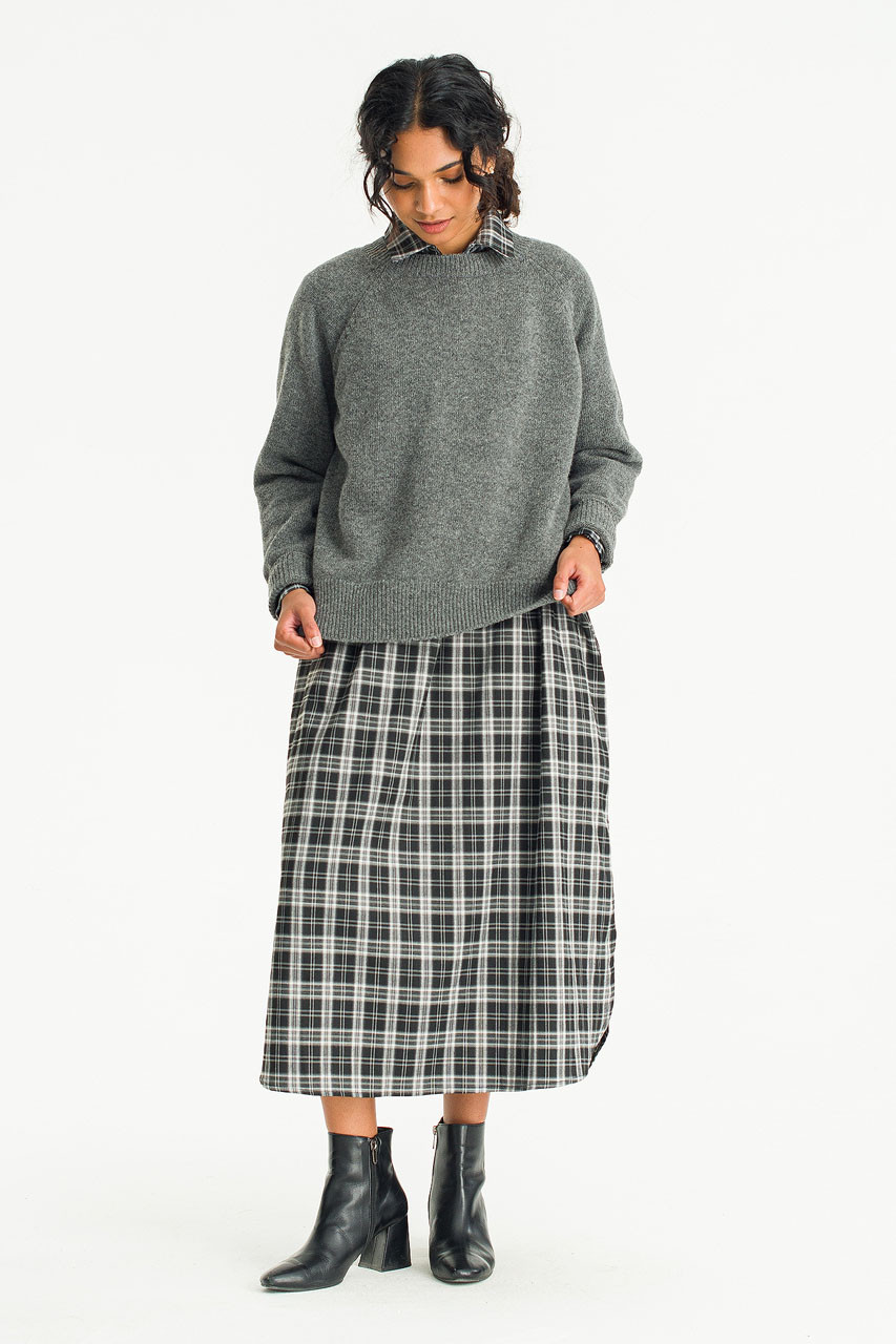 Unbalanced Crew Neck Knit, Charcoal