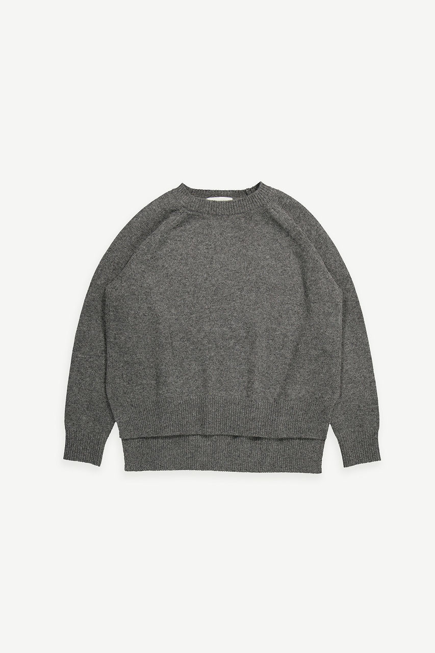 Unbalanced Crew Neck Knit, Charcoal