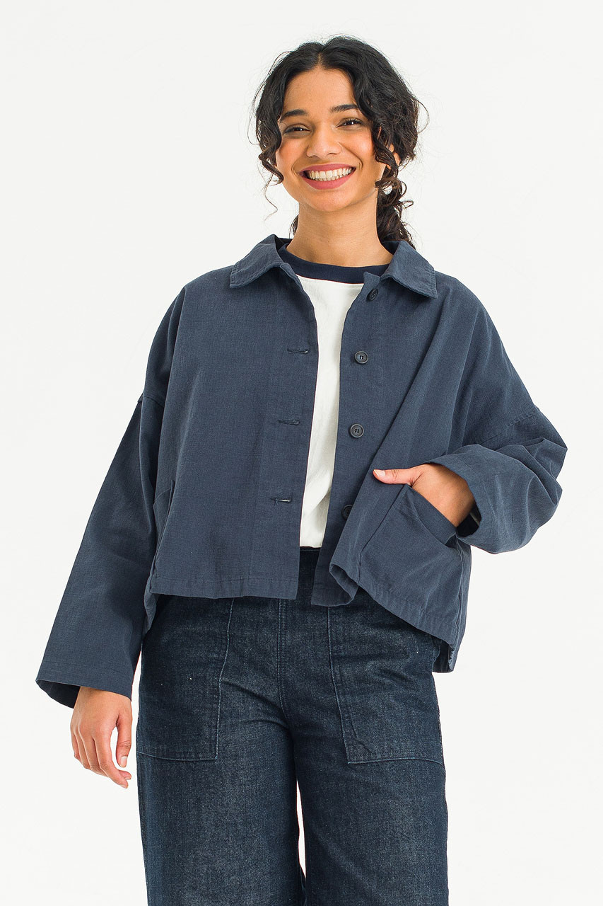 Cotton Workwear Jacket, Navy