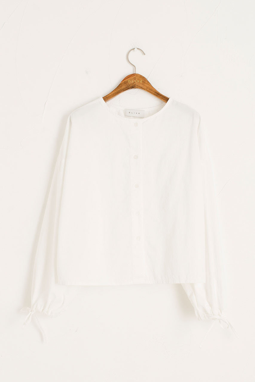 Ribbon Sleeve Balloon Blouse, Ivory