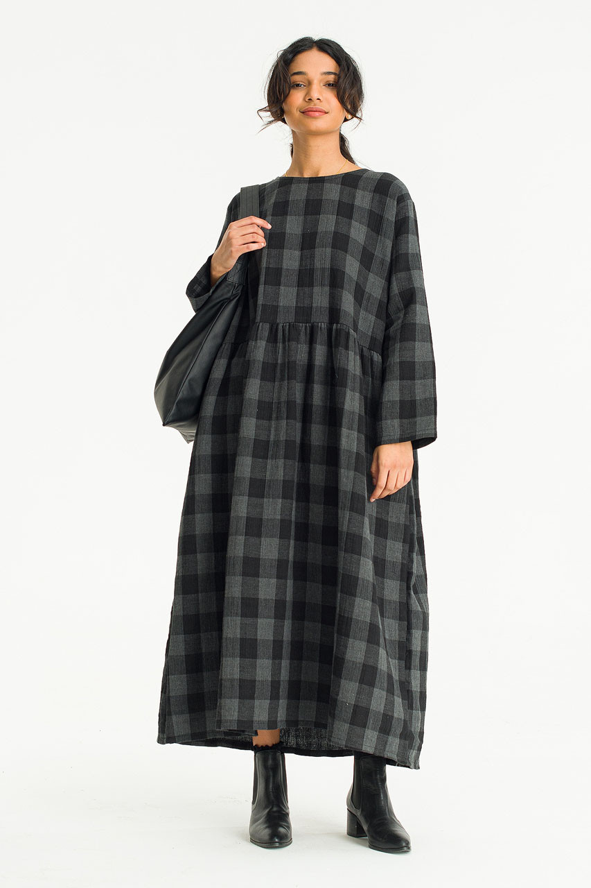 Poppi Double Faced Check Dress, Large Check