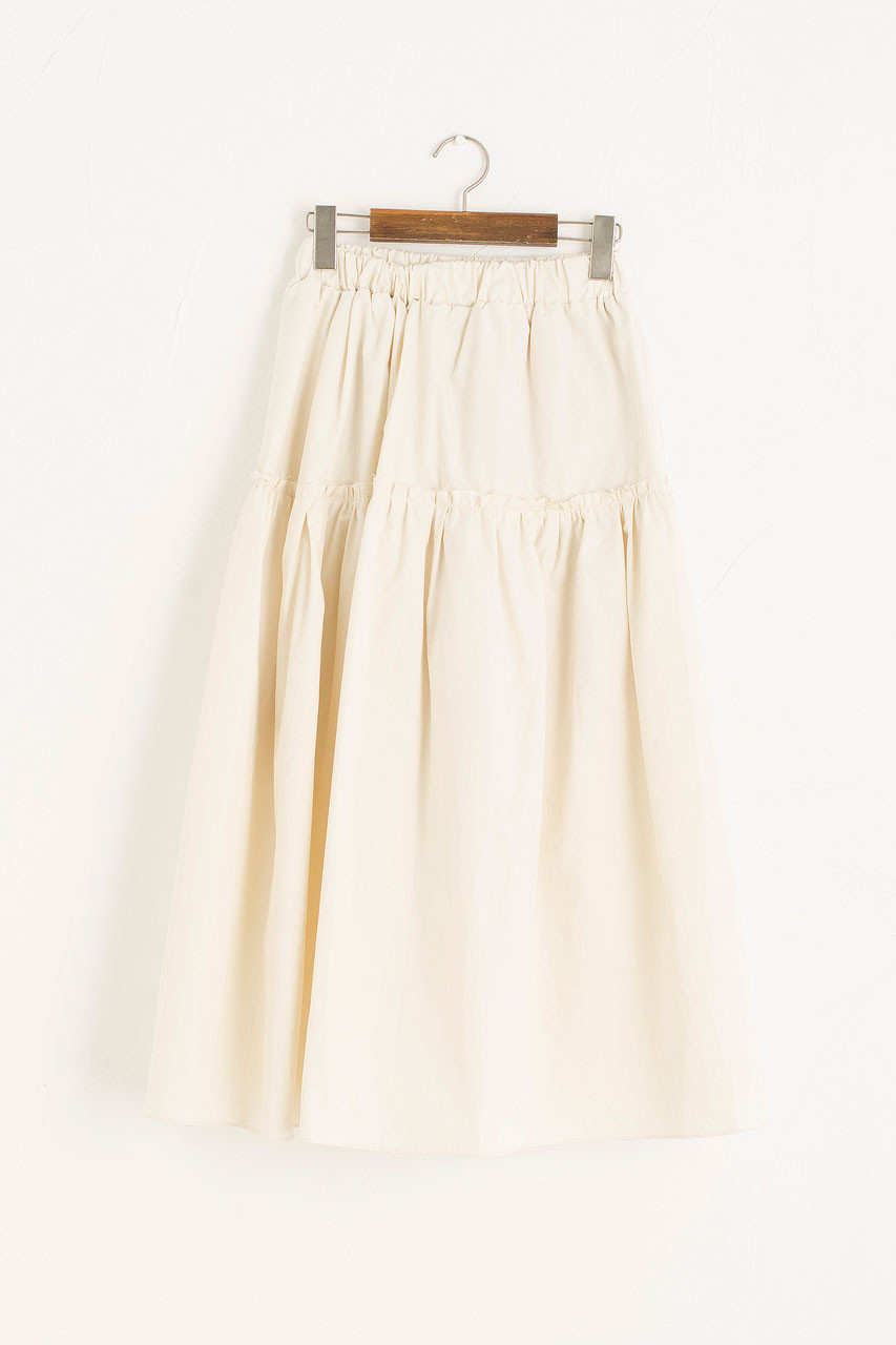 Frill Tiered Cotton Skirt, Ivory