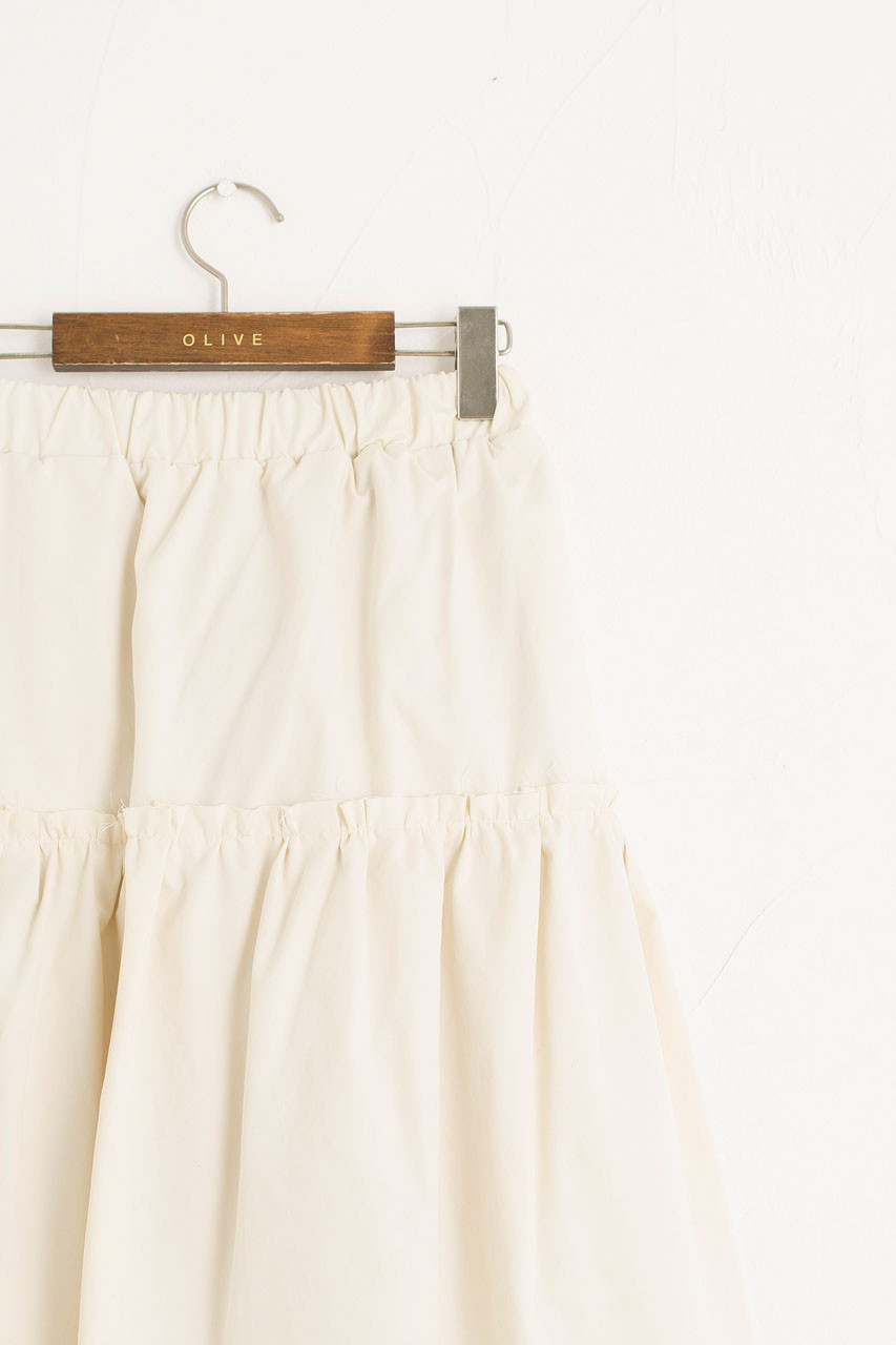 Frill Tiered Cotton Skirt, Ivory