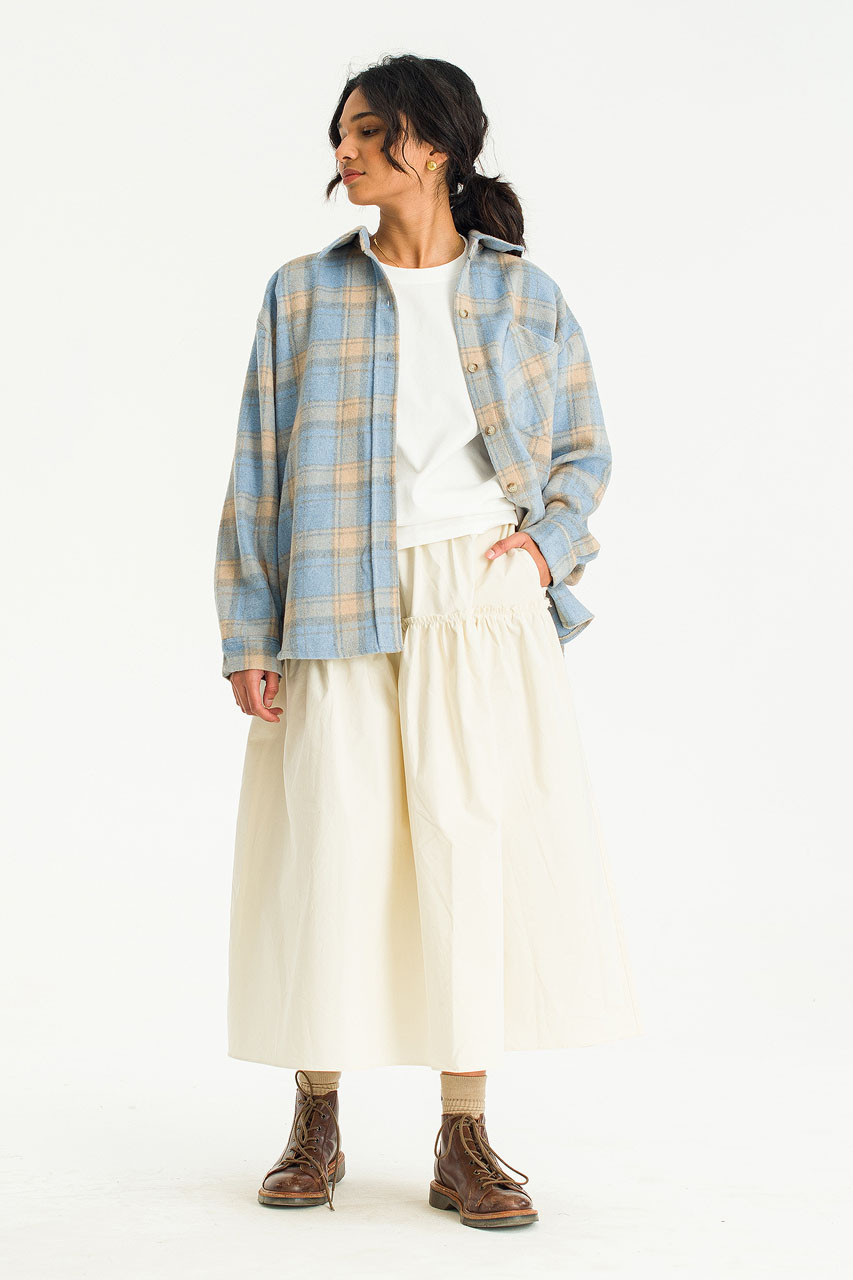 Frill Tiered Cotton Skirt, Ivory