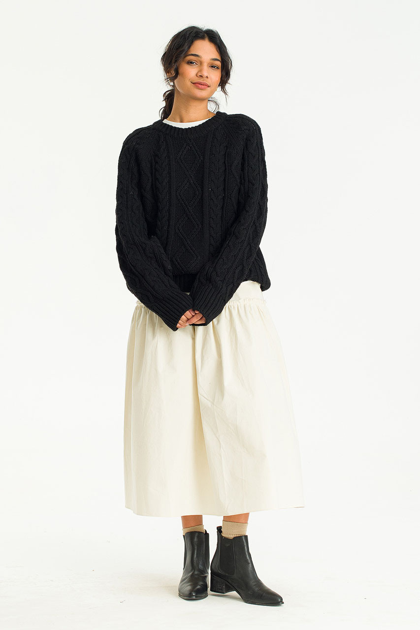 Frill Tiered Cotton Skirt, Ivory