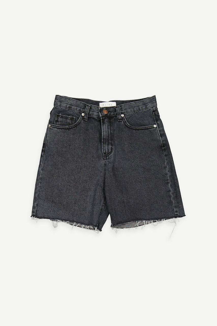 Raw Edge Mom Shorts, Black