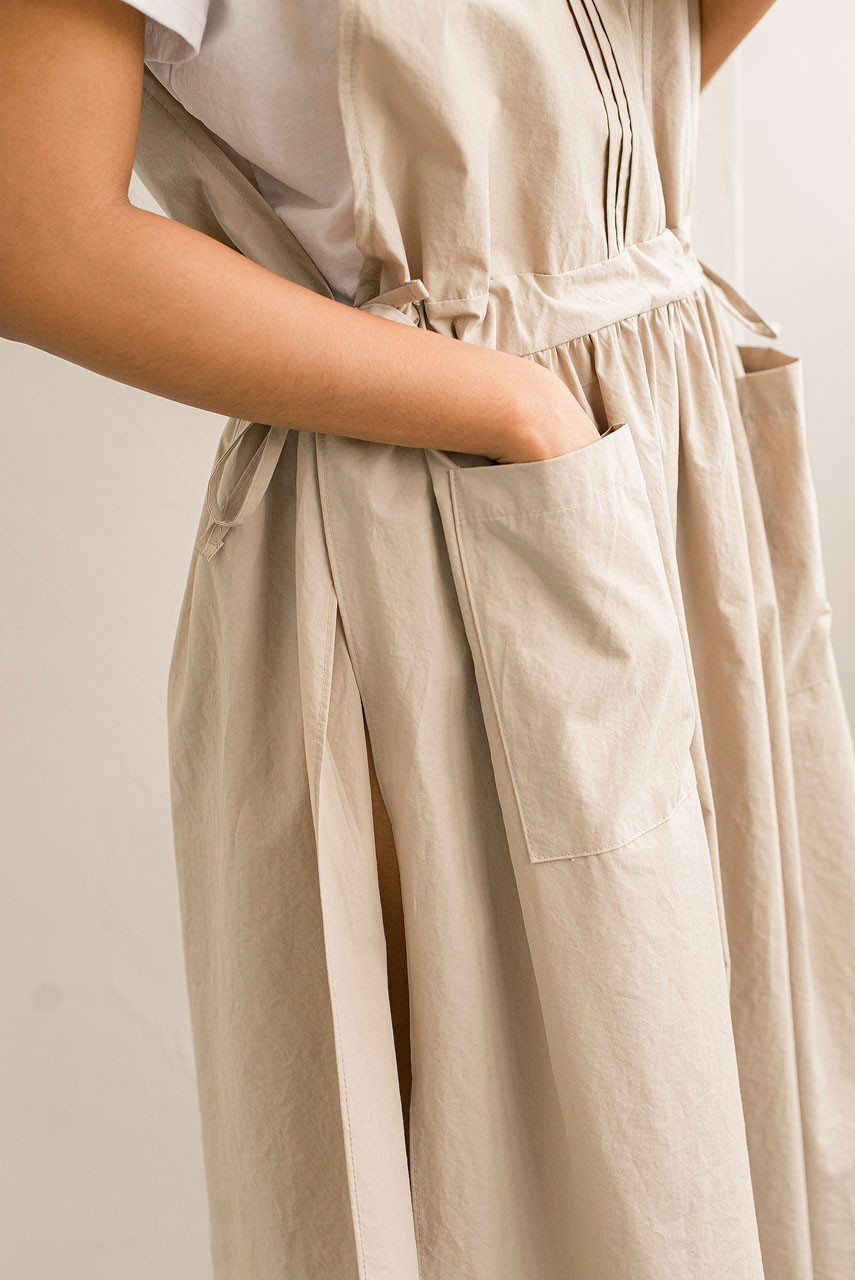 Open Apron Dress, Beige