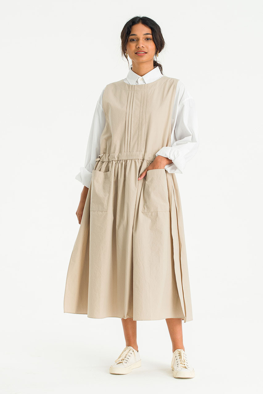 Open Apron Dress, Beige